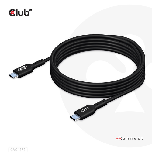 CLUB3D CAVO USB TYPE-C A USB TYPE-C BIDIREZIONALE DATI 480MB PD 240W 48V/5A EPR M/M 2MT RED